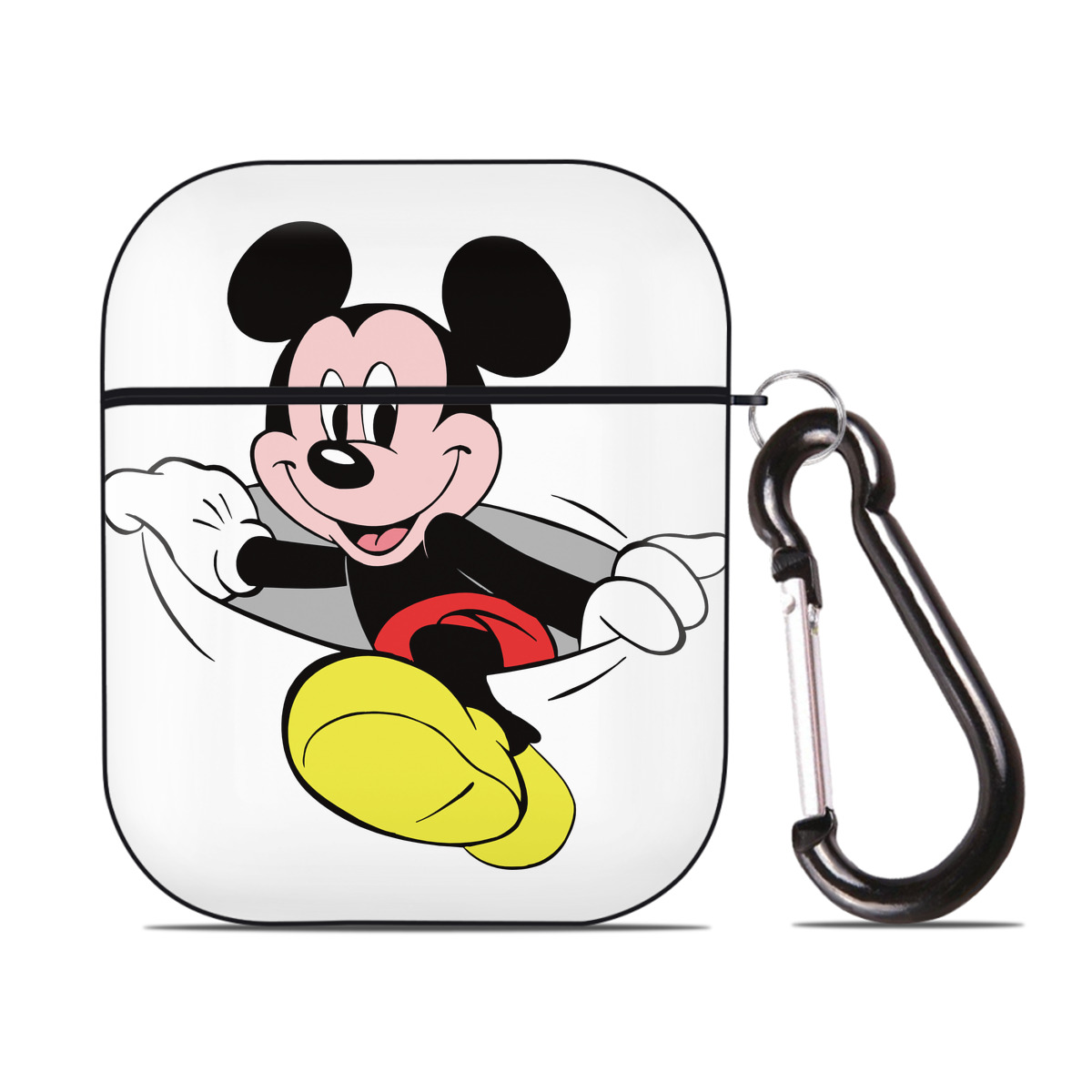 （画像用） ミッキーマウス Mickey Mouse AirPods 第2世代保護ケース ハードシェル ブラック 耐衝撃・防指紋・カラビナ付き