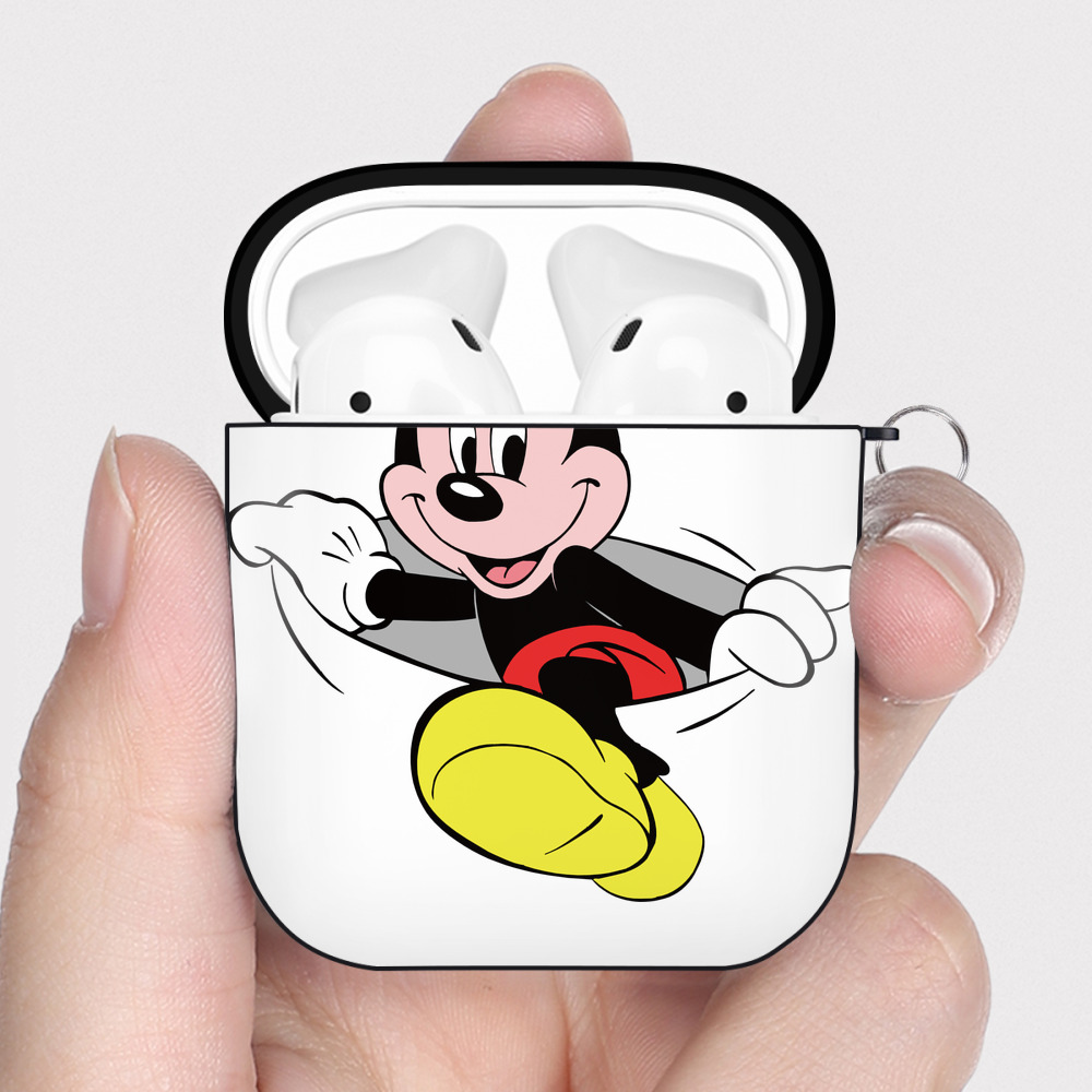 （画像用） ミッキーマウス Mickey Mouse AirPods 第2世代保護ケース ハードシェル ブラック 耐衝撃・防指紋・カラビナ付き