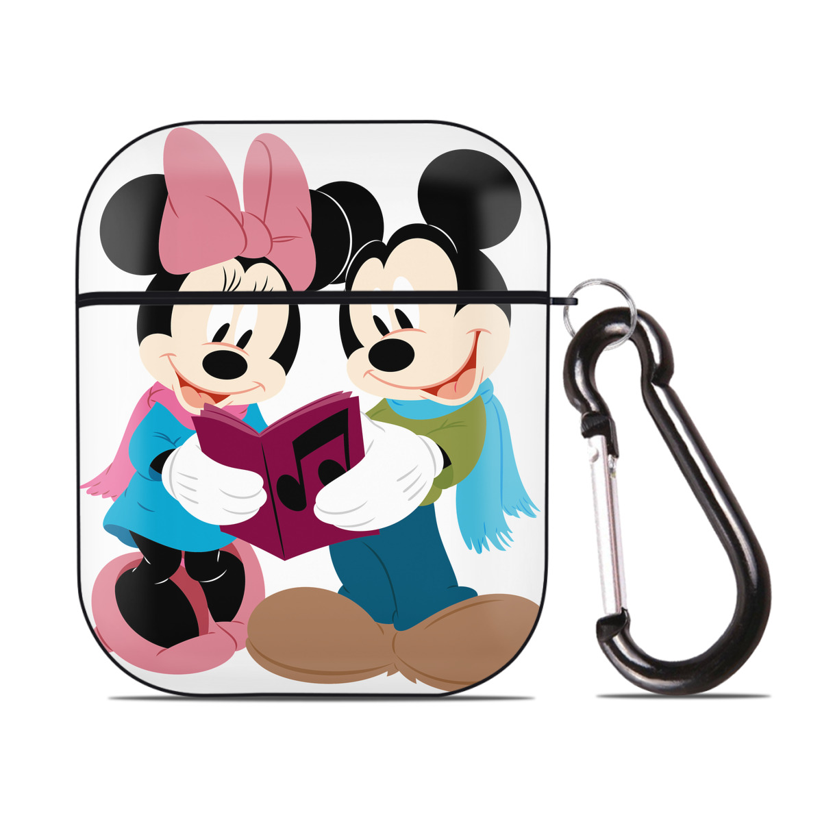 （画像用） ミッキーマウス Mickey Mouse AirPods 第2世代保護ケース ハードシェル ブラック 耐衝撃・防指紋・カラビナ付き
