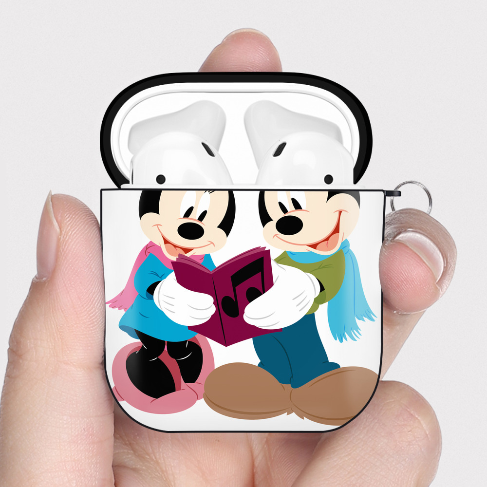 （画像用） ミッキーマウス Mickey Mouse AirPods 第2世代保護ケース ハードシェル ブラック 耐衝撃・防指紋・カラビナ付き