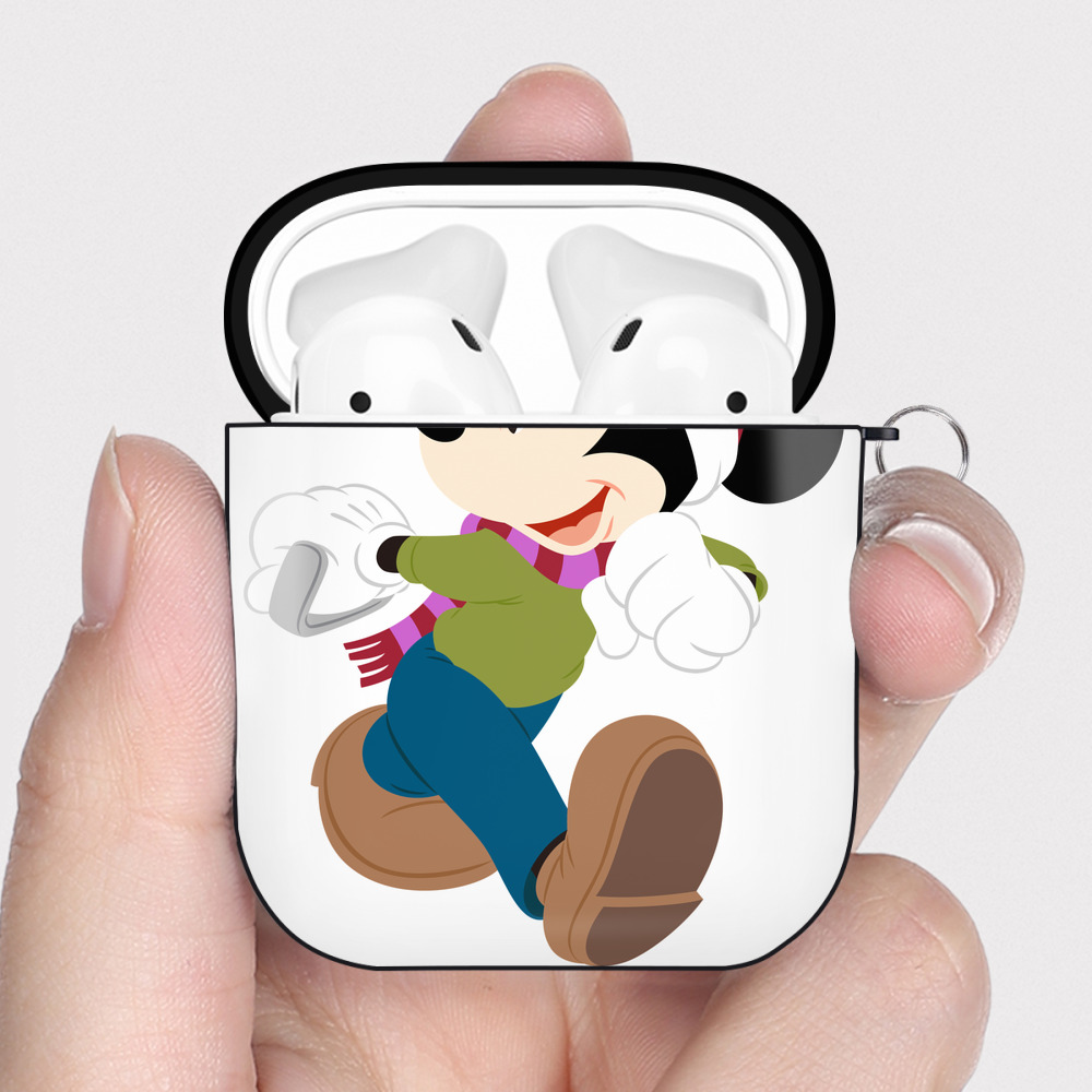 （画像用） ミッキーマウス Mickey Mouse AirPods 第2世代保護ケース ハードシェル ブラック 耐衝撃・防指紋・カラビナ付き