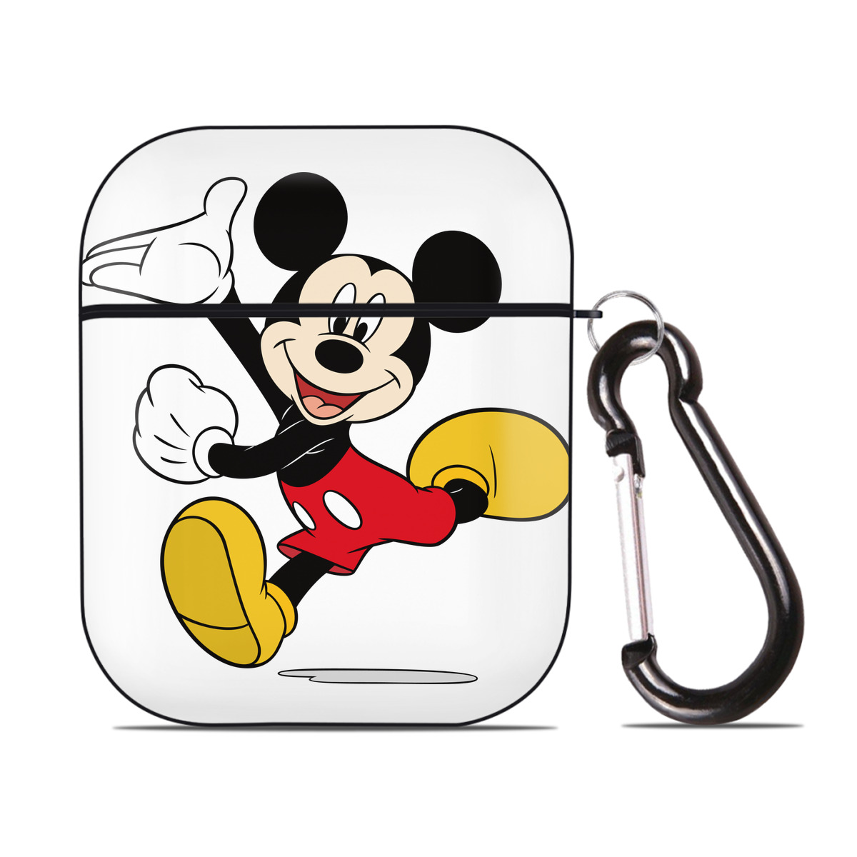 （画像用） ミッキーマウス Mickey Mouse AirPods 第2世代保護ケース ハードシェル ブラック 耐衝撃・防指紋・カラビナ付き