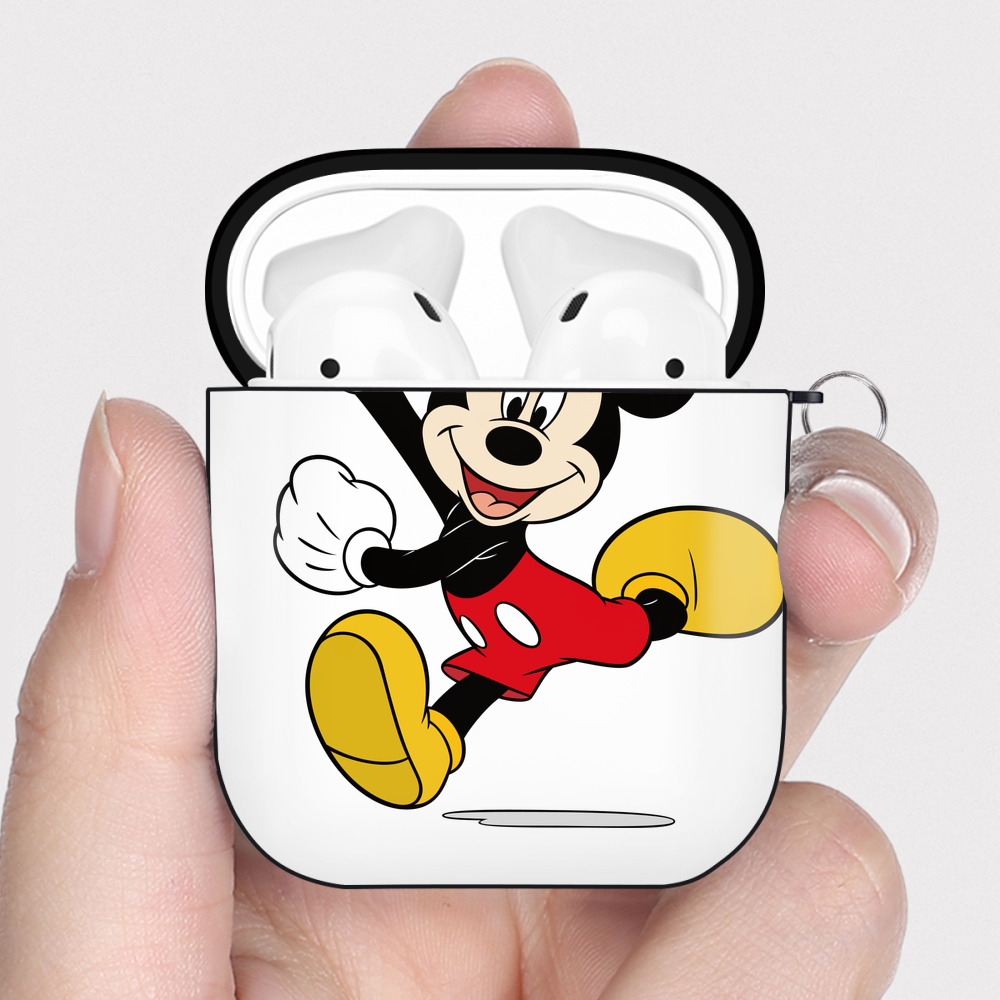 （画像用） ミッキーマウス Mickey Mouse AirPods 第2世代保護ケース ハードシェル ブラック 耐衝撃・防指紋・カラビナ付き