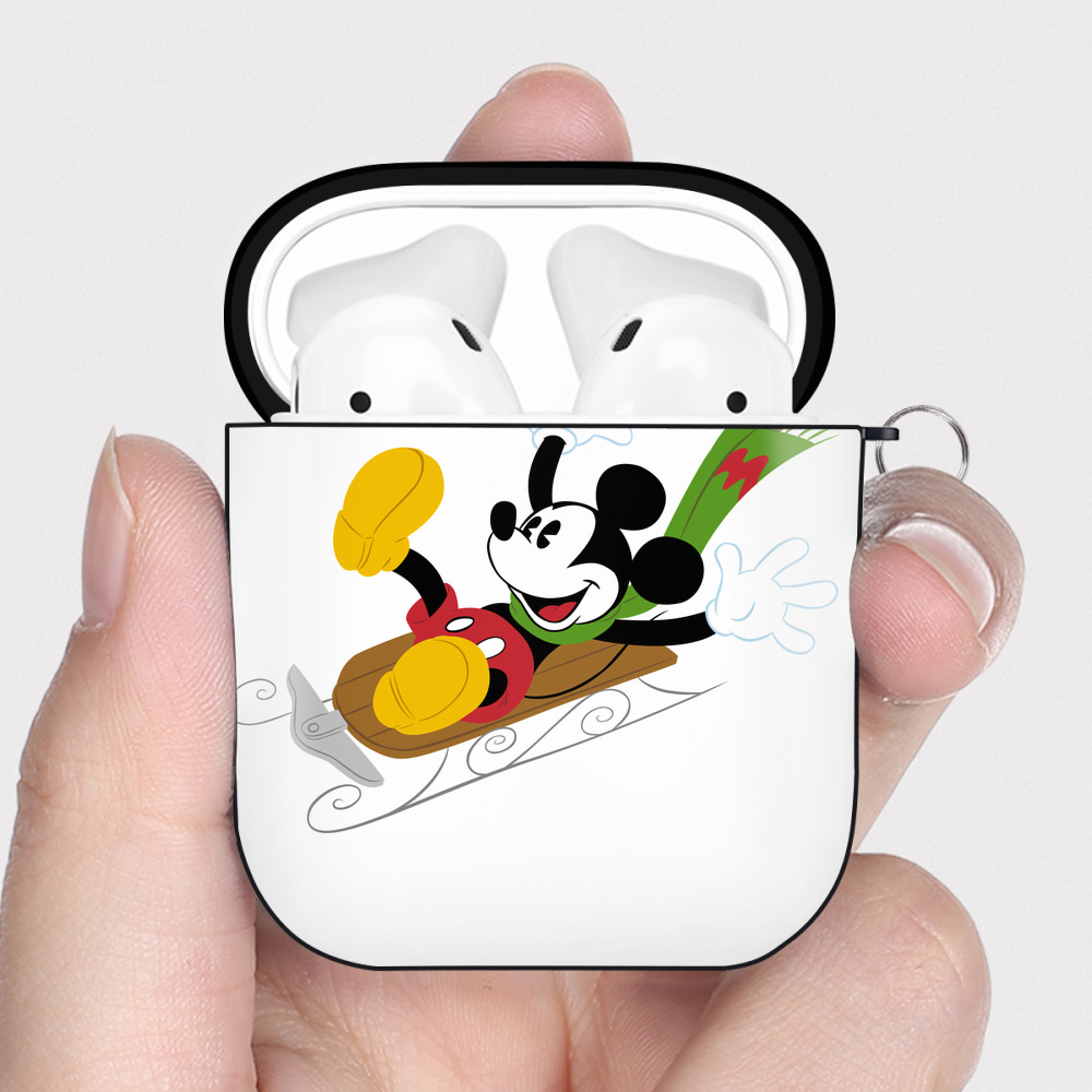 （画像用） ミッキーマウス Mickey Mouse AirPods 第2世代保護ケース ハードシェル ブラック 耐衝撃・防指紋・カラビナ付き