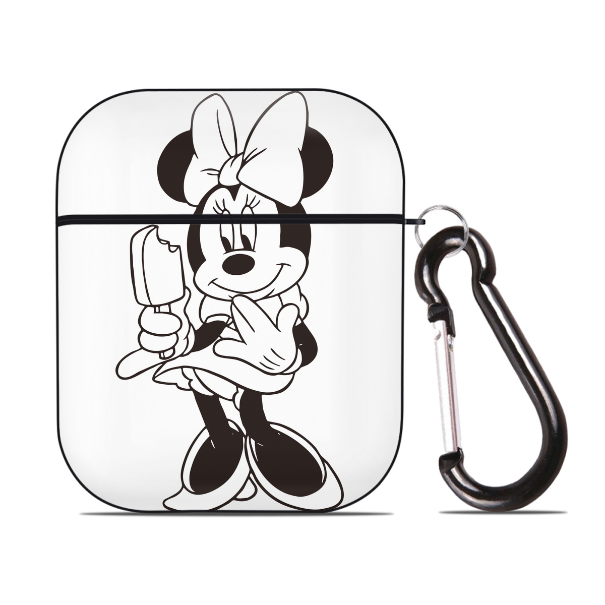 （画像用） ミッキーマウス Mickey Mouse AirPods 第2世代保護ケース ハードシェル ブラック 耐衝撃・防指紋・カラビナ付き