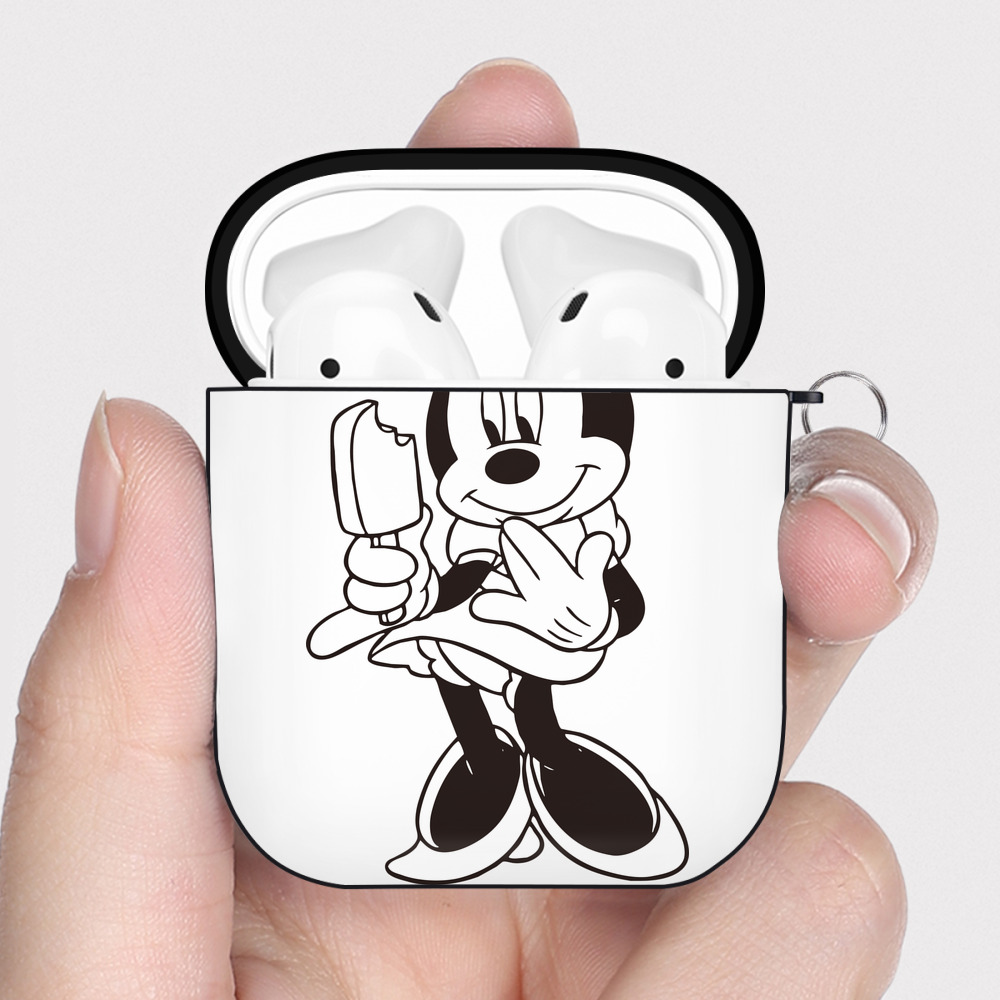 （画像用） ミッキーマウス Mickey Mouse AirPods 第2世代保護ケース ハードシェル ブラック 耐衝撃・防指紋・カラビナ付き