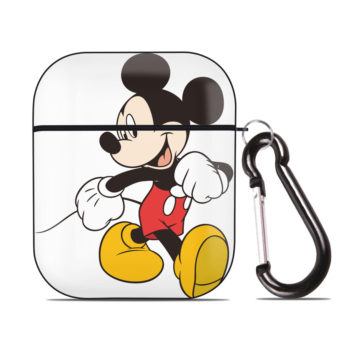 （画像用） ミッキーマウス Mickey Mouse AirPods 第2世代保護ケース ハードシェル ブラック 耐衝撃・防指紋・カラビナ付き