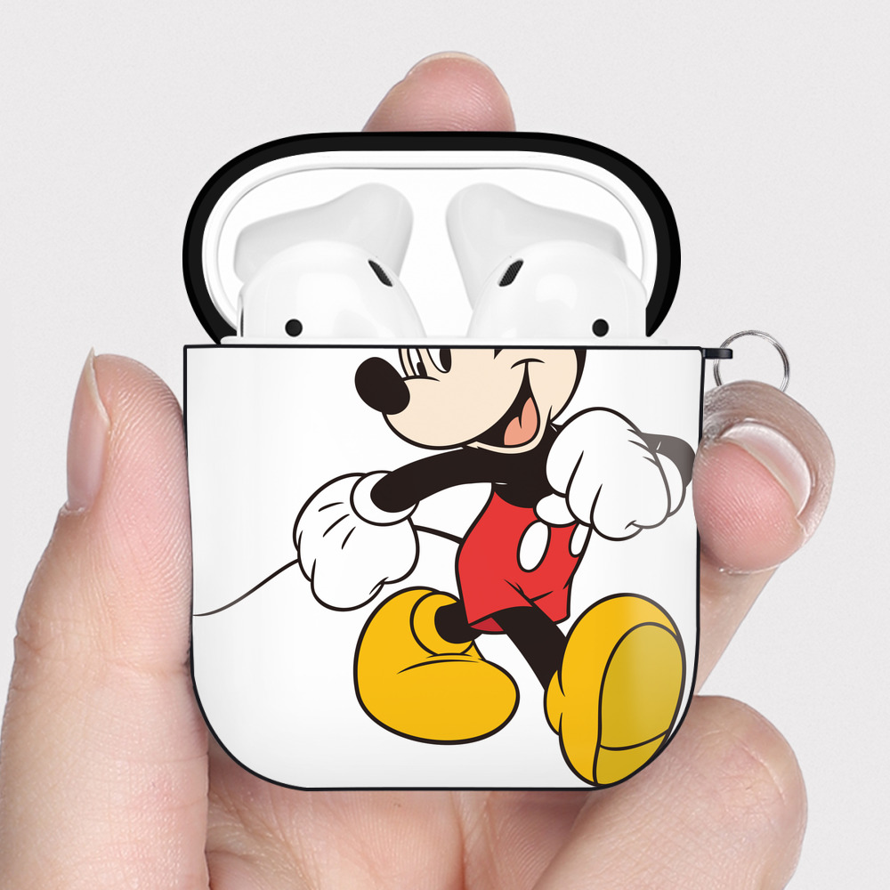 （画像用） ミッキーマウス Mickey Mouse AirPods 第2世代保護ケース ハードシェル ブラック 耐衝撃・防指紋・カラビナ付き