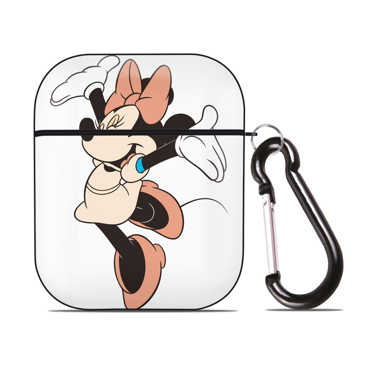 （画像用） ミッキーマウス Mickey Mouse AirPods 第2世代保護ケース ハードシェル ブラック 耐衝撃・防指紋・カラビナ付き