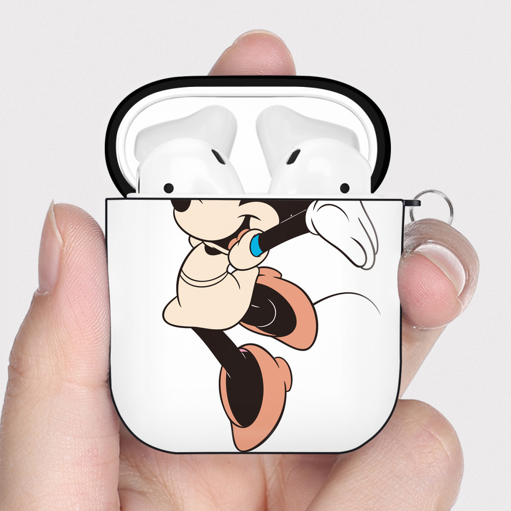 （画像用） ミッキーマウス Mickey Mouse AirPods 第2世代保護ケース ハードシェル ブラック 耐衝撃・防指紋・カラビナ付き