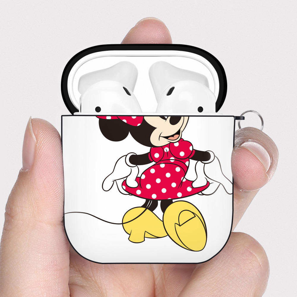 （画像用） ミッキーマウス Mickey Mouse AirPods 第2世代保護ケース ハードシェル ブラック 耐衝撃・防指紋・カラビナ付き