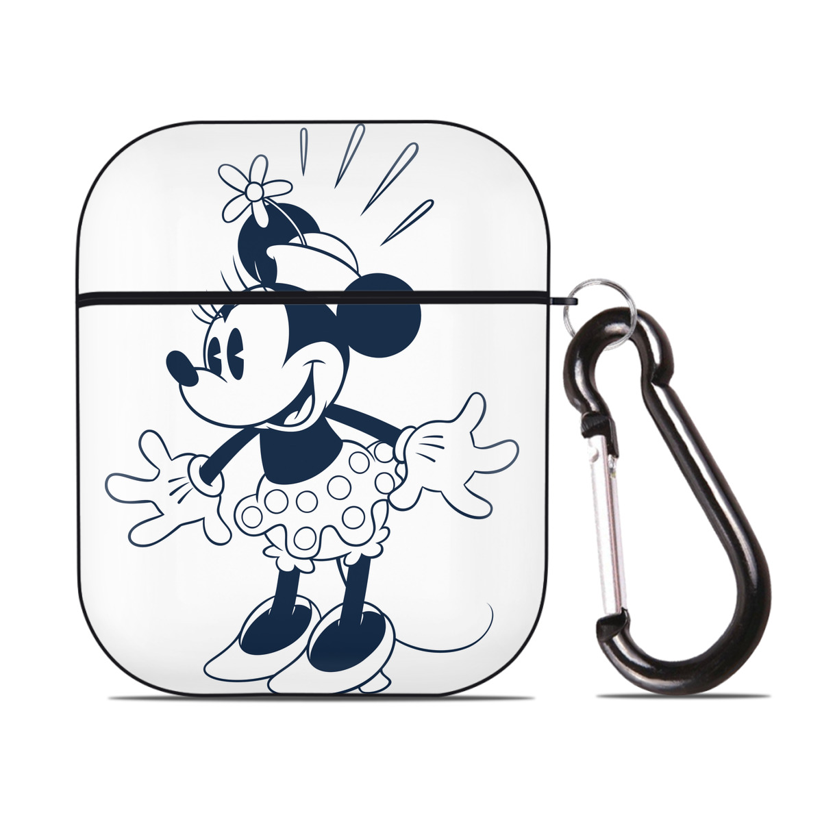（画像用） ミッキーマウス Mickey Mouse AirPods 第2世代保護ケース ハードシェル ブラック 耐衝撃・防指紋・カラビナ付き