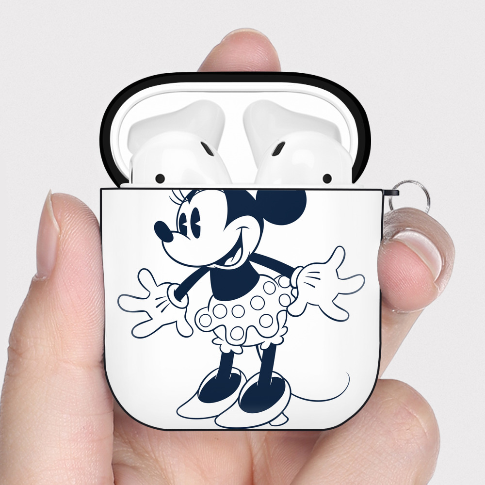 ミッキーマウス Mickey Mouse AirPods 第2世代保護ケース ハードシェル ブラック 耐衝撃・防指紋・カラビナ付き
