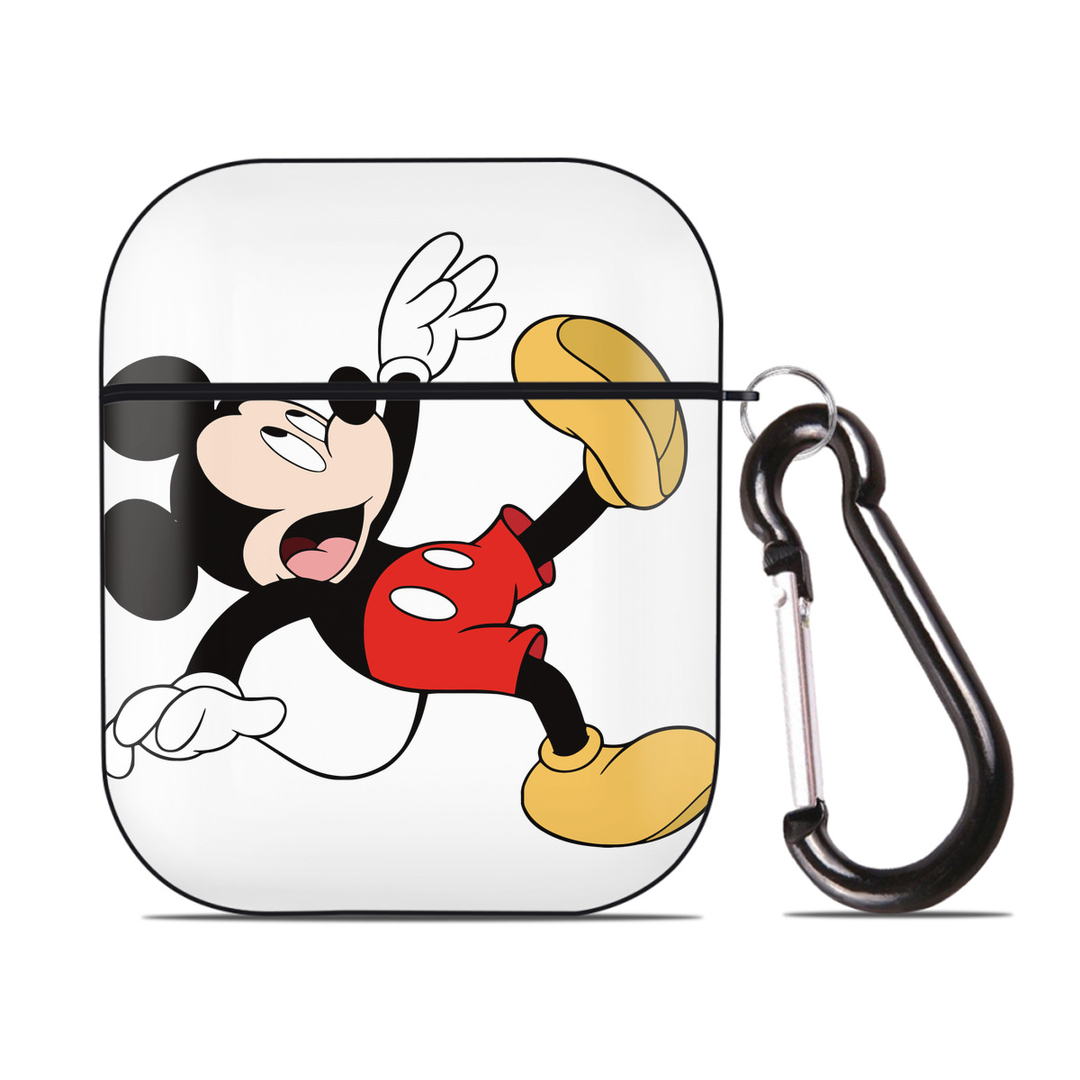 （画像用） ミッキーマウス Mickey Mouse AirPods 第2世代保護ケース ハードシェル ブラック 耐衝撃・防指紋・カラビナ付き