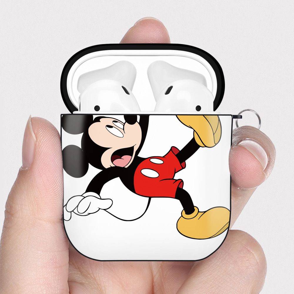 （画像用） ミッキーマウス Mickey Mouse AirPods 第2世代保護ケース ハードシェル ブラック 耐衝撃・防指紋・カラビナ付き