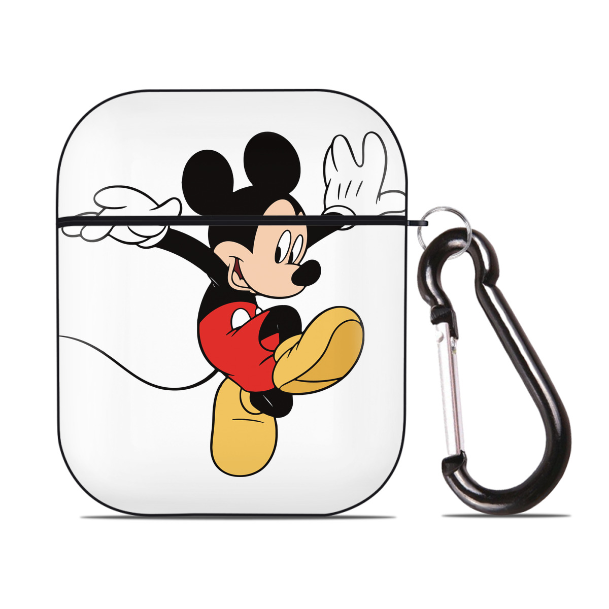 （画像用） ミッキーマウス Mickey Mouse AirPods 第2世代保護ケース ハードシェル ブラック 耐衝撃・防指紋・カラビナ付き