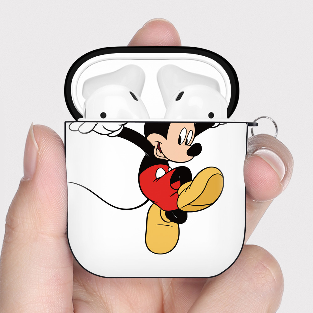 （画像用） ミッキーマウス Mickey Mouse AirPods 第2世代保護ケース ハードシェル ブラック 耐衝撃・防指紋・カラビナ付き