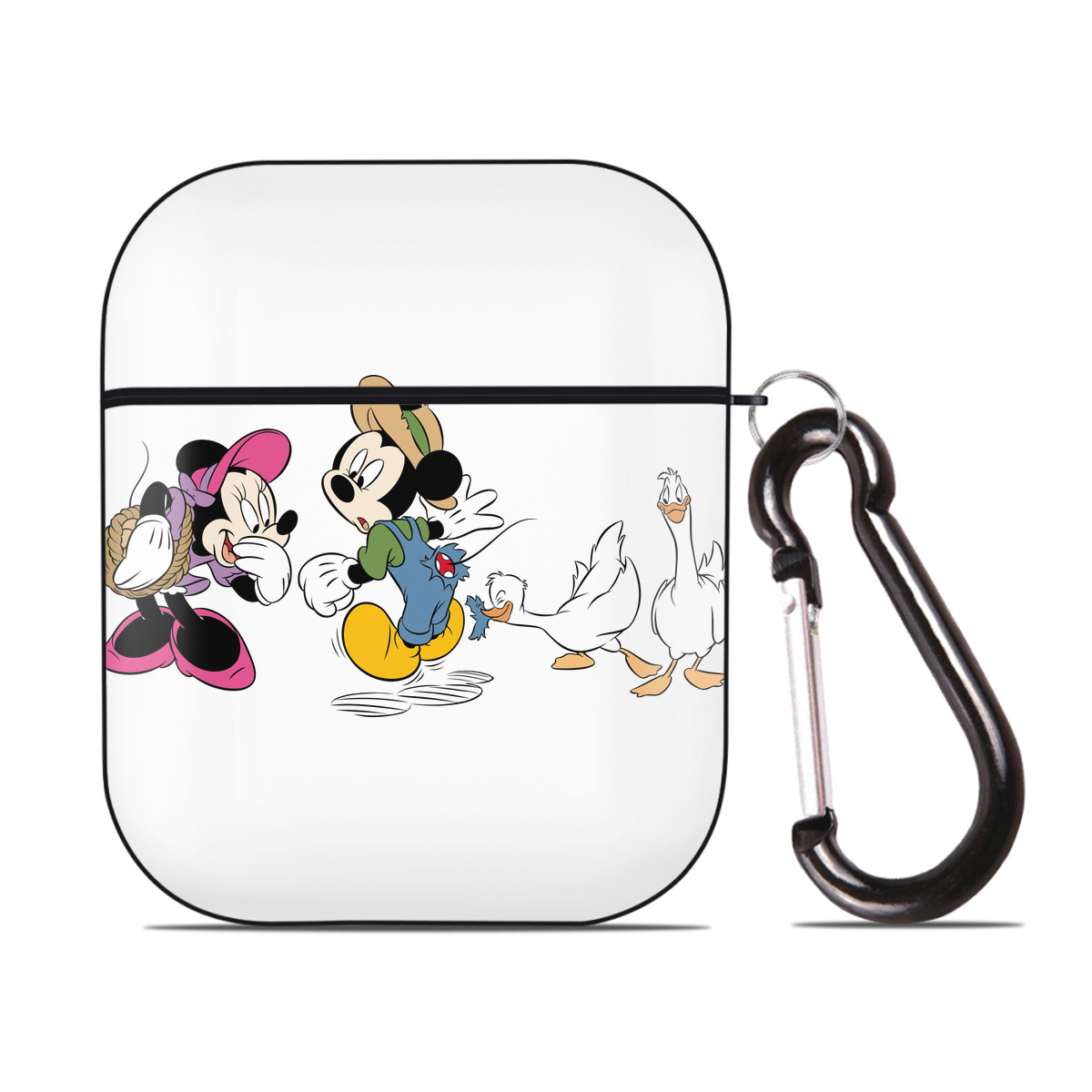 （画像用） ミッキーマウス Mickey Mouse AirPods 第2世代保護ケース ハードシェル ブラック 耐衝撃・防指紋・カラビナ付き