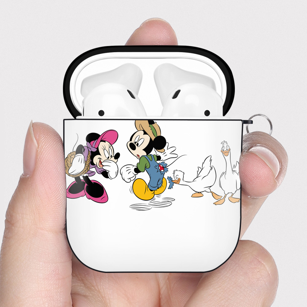 （画像用） ミッキーマウス Mickey Mouse AirPods 第2世代保護ケース ハードシェル ブラック 耐衝撃・防指紋・カラビナ付き
