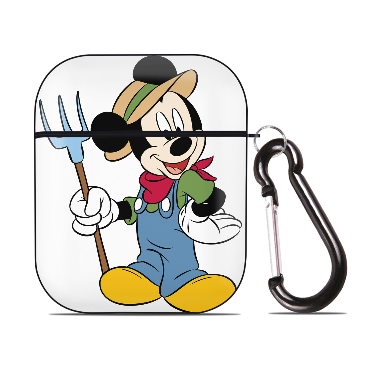 （画像用） ミッキーマウス Mickey Mouse AirPods 第2世代保護ケース ハードシェル ブラック 耐衝撃・防指紋・カラビナ付き
