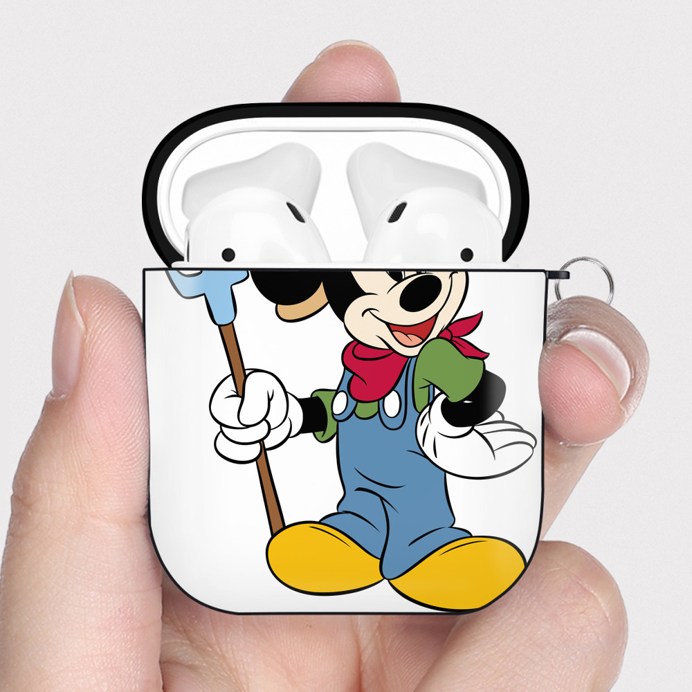 （画像用） ミッキーマウス Mickey Mouse AirPods 第2世代保護ケース ハードシェル ブラック 耐衝撃・防指紋・カラビナ付き