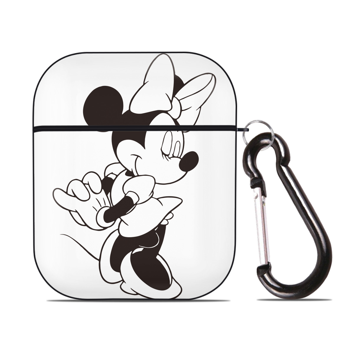 （画像用） ミッキーマウス Mickey Mouse AirPods 第2世代保護ケース ハードシェル ブラック 耐衝撃・防指紋・カラビナ付き