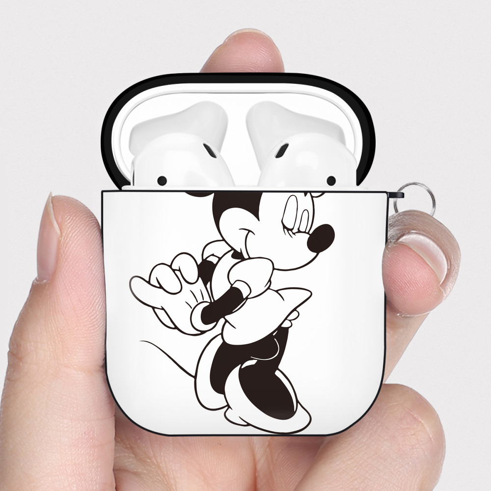 （画像用） ミッキーマウス Mickey Mouse AirPods 第2世代保護ケース ハードシェル ブラック 耐衝撃・防指紋・カラビナ付き