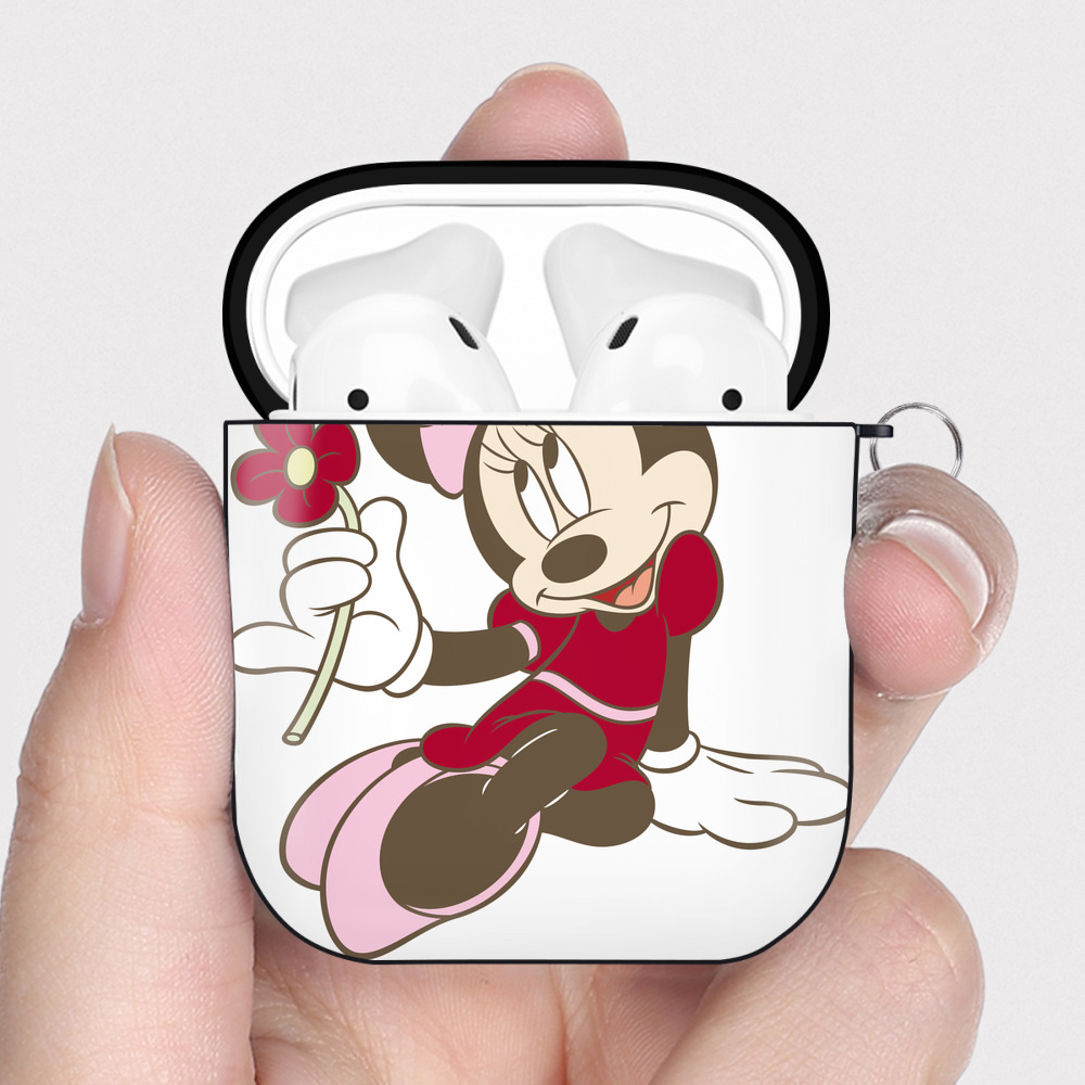 （画像用） ミッキーマウス Mickey Mouse AirPods 第2世代保護ケース ハードシェル ブラック 耐衝撃・防指紋・カラビナ付き