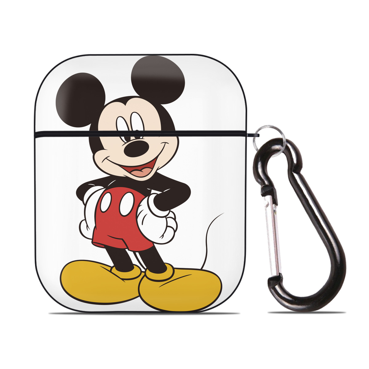（画像用） ミッキーマウス Mickey Mouse AirPods 第2世代保護ケース ハードシェル ブラック 耐衝撃・防指紋・カラビナ付き