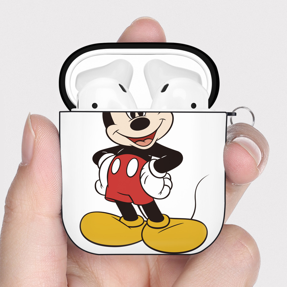 （画像用） ミッキーマウス Mickey Mouse AirPods 第2世代保護ケース ハードシェル ブラック 耐衝撃・防指紋・カラビナ付き