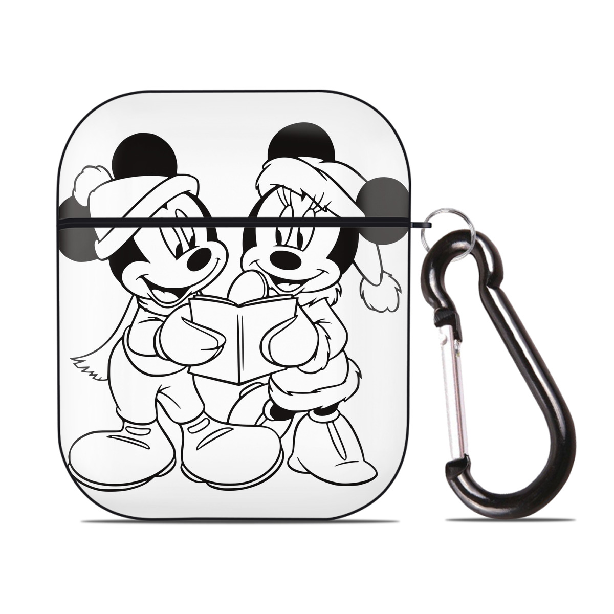 （画像用） ミッキーマウス Mickey Mouse AirPods 第2世代保護ケース ハードシェル ブラック 耐衝撃・防指紋・カラビナ付き