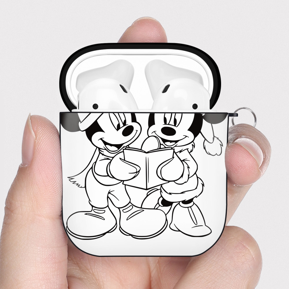 （画像用） ミッキーマウス Mickey Mouse AirPods 第2世代保護ケース ハードシェル ブラック 耐衝撃・防指紋・カラビナ付き