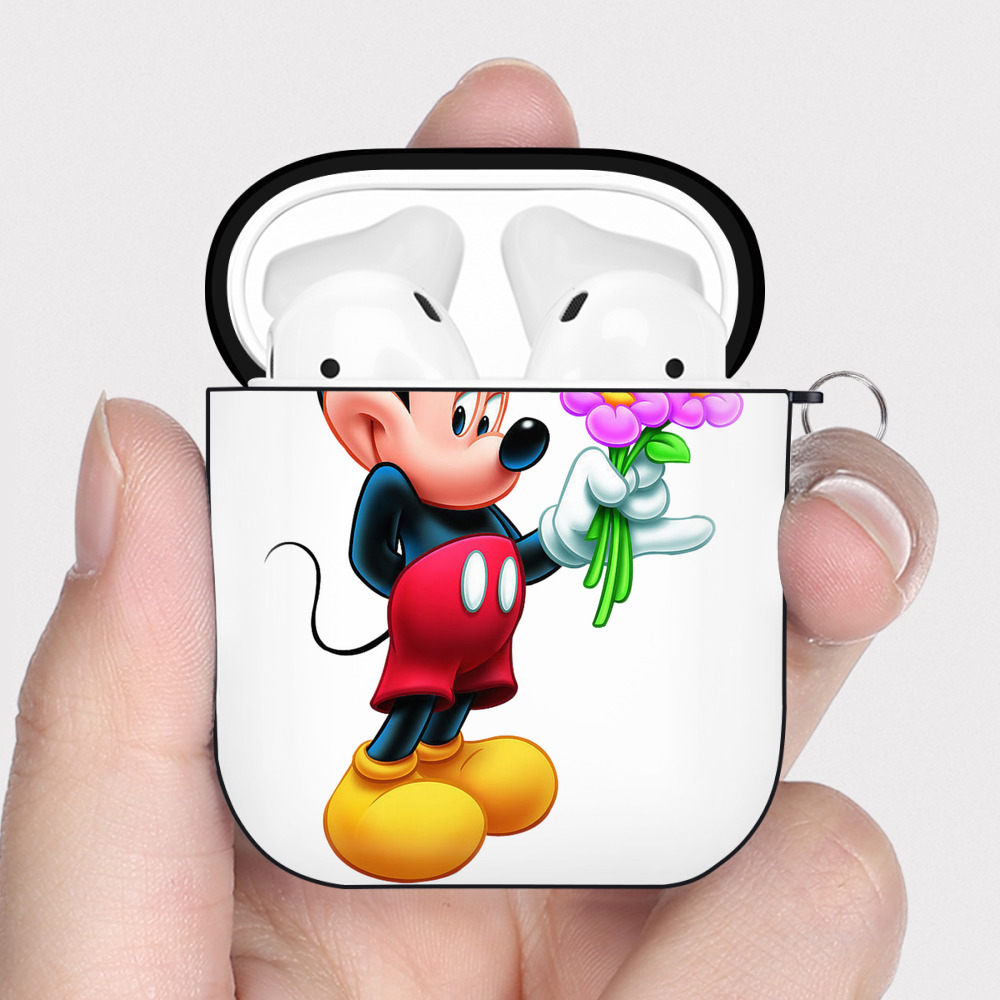 （画像用） ミッキーマウス Mickey Mouse AirPods 第2世代保護ケース ハードシェル ブラック 耐衝撃・防指紋・カラビナ付き