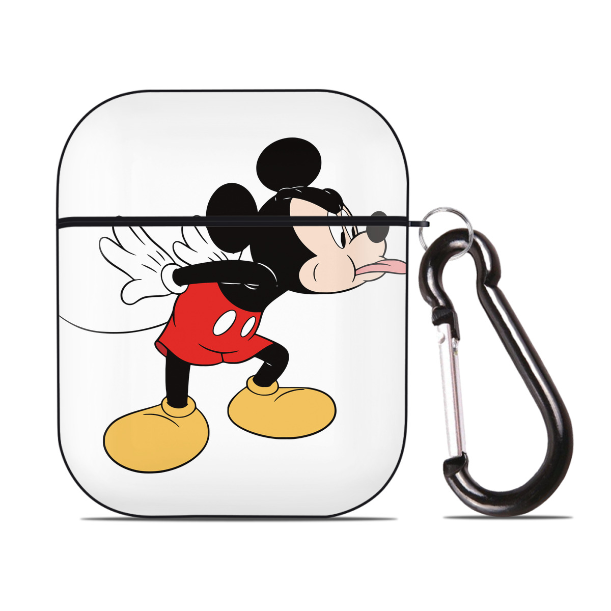 （画像用） ミッキーマウス Mickey Mouse AirPods 第2世代保護ケース ハードシェル ブラック 耐衝撃・防指紋・カラビナ付き