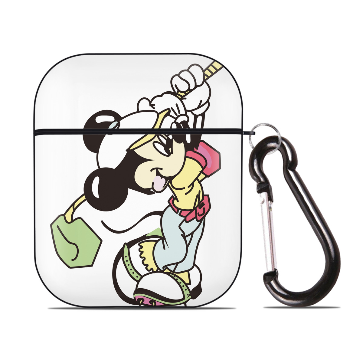 （画像用） ミッキーマウス Mickey Mouse AirPods 第2世代保護ケース ハードシェル ブラック 耐衝撃・防指紋・カラビナ付き