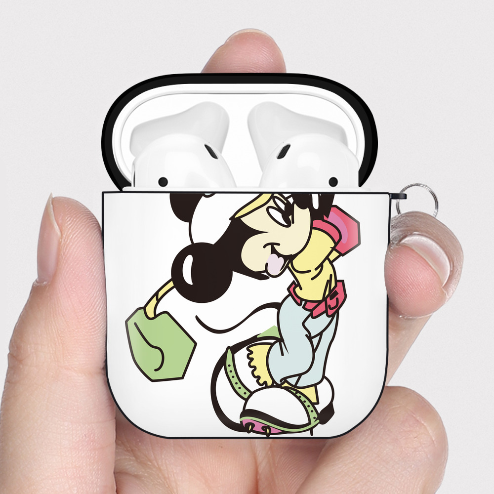 （画像用） ミッキーマウス Mickey Mouse AirPods 第2世代保護ケース ハードシェル ブラック 耐衝撃・防指紋・カラビナ付き