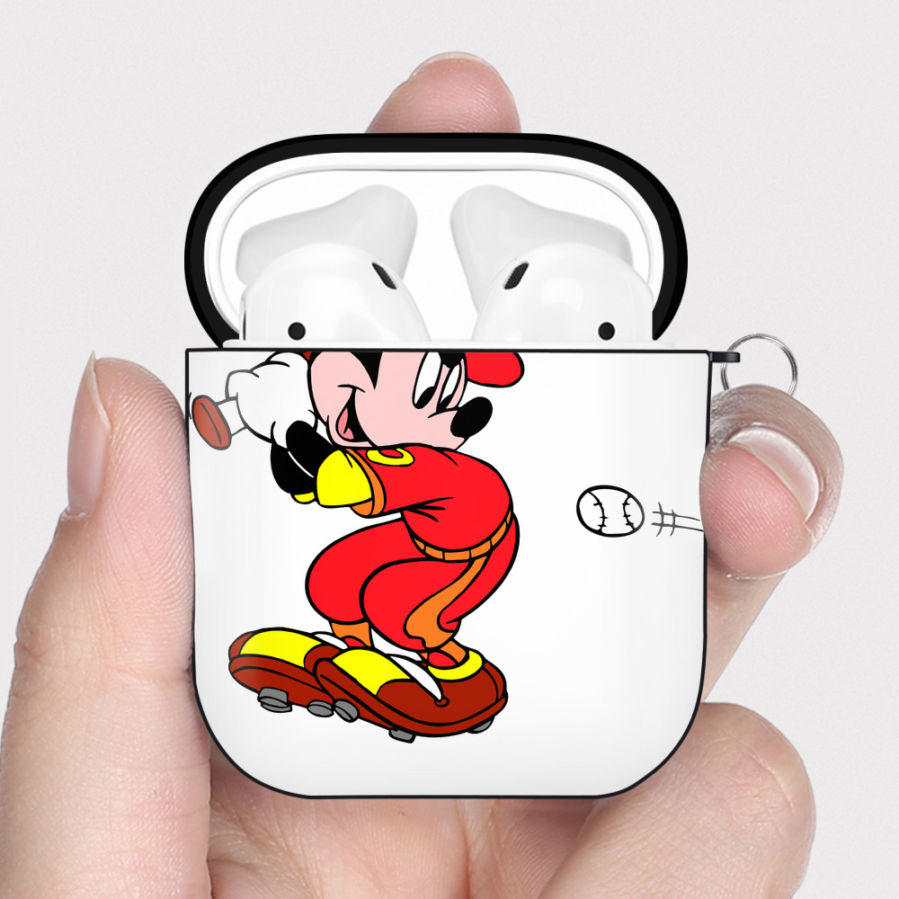 （画像用） ミッキーマウス Mickey Mouse AirPods 第2世代保護ケース ハードシェル ブラック 耐衝撃・防指紋・カラビナ付き