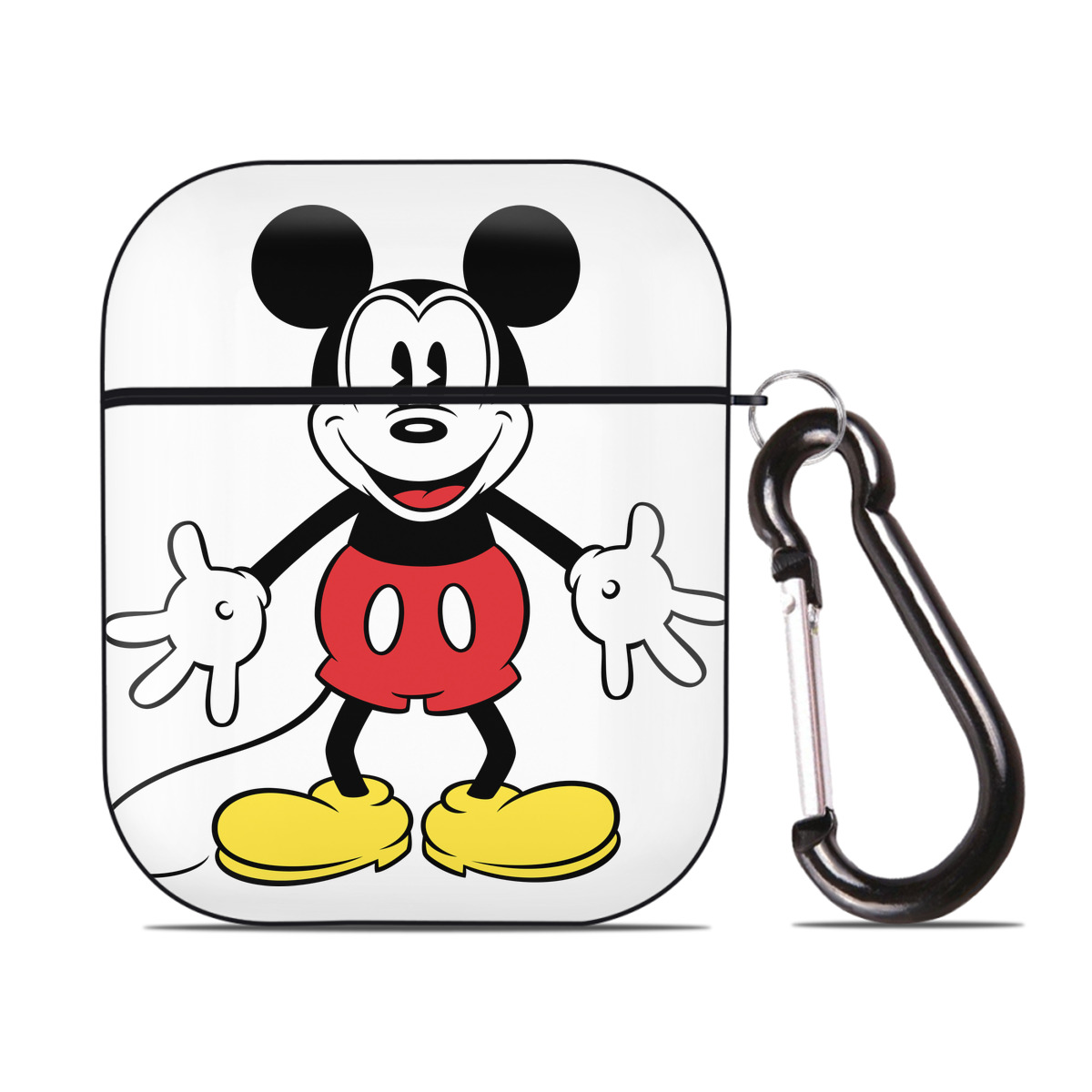 （画像用） ミッキーマウス Mickey Mouse AirPods 第2世代保護ケース ハードシェル ブラック 耐衝撃・防指紋・カラビナ付き