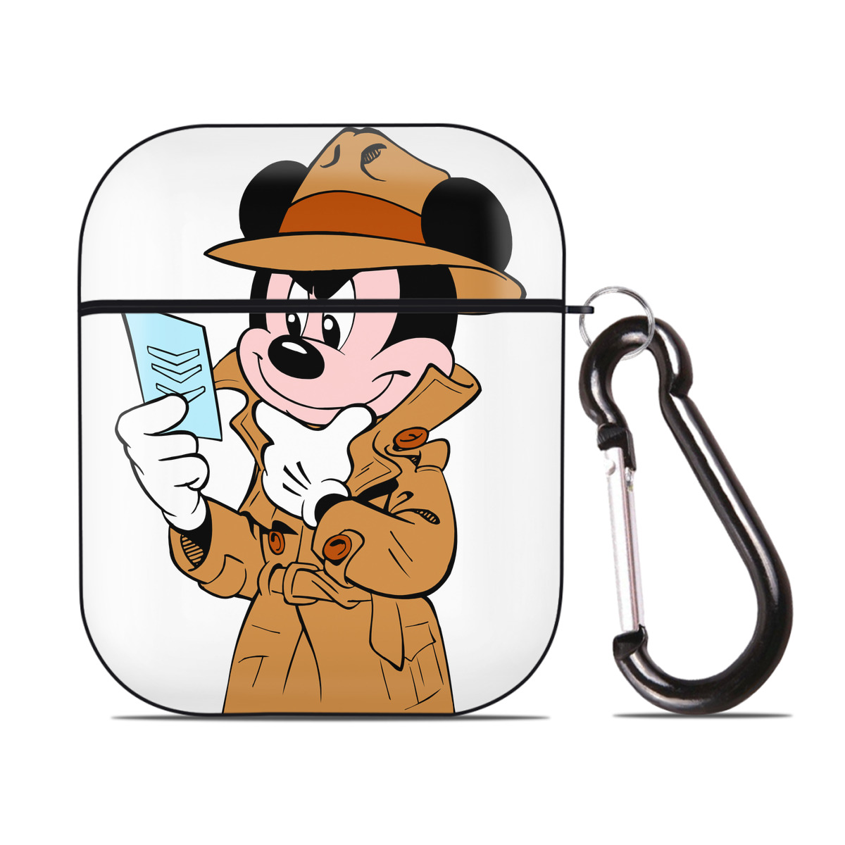 （画像用） ミッキーマウス Mickey Mouse AirPods 第2世代保護ケース ハードシェル ブラック 耐衝撃・防指紋・カラビナ付き