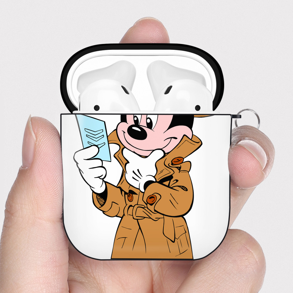 （画像用） ミッキーマウス Mickey Mouse AirPods 第2世代保護ケース ハードシェル ブラック 耐衝撃・防指紋・カラビナ付き