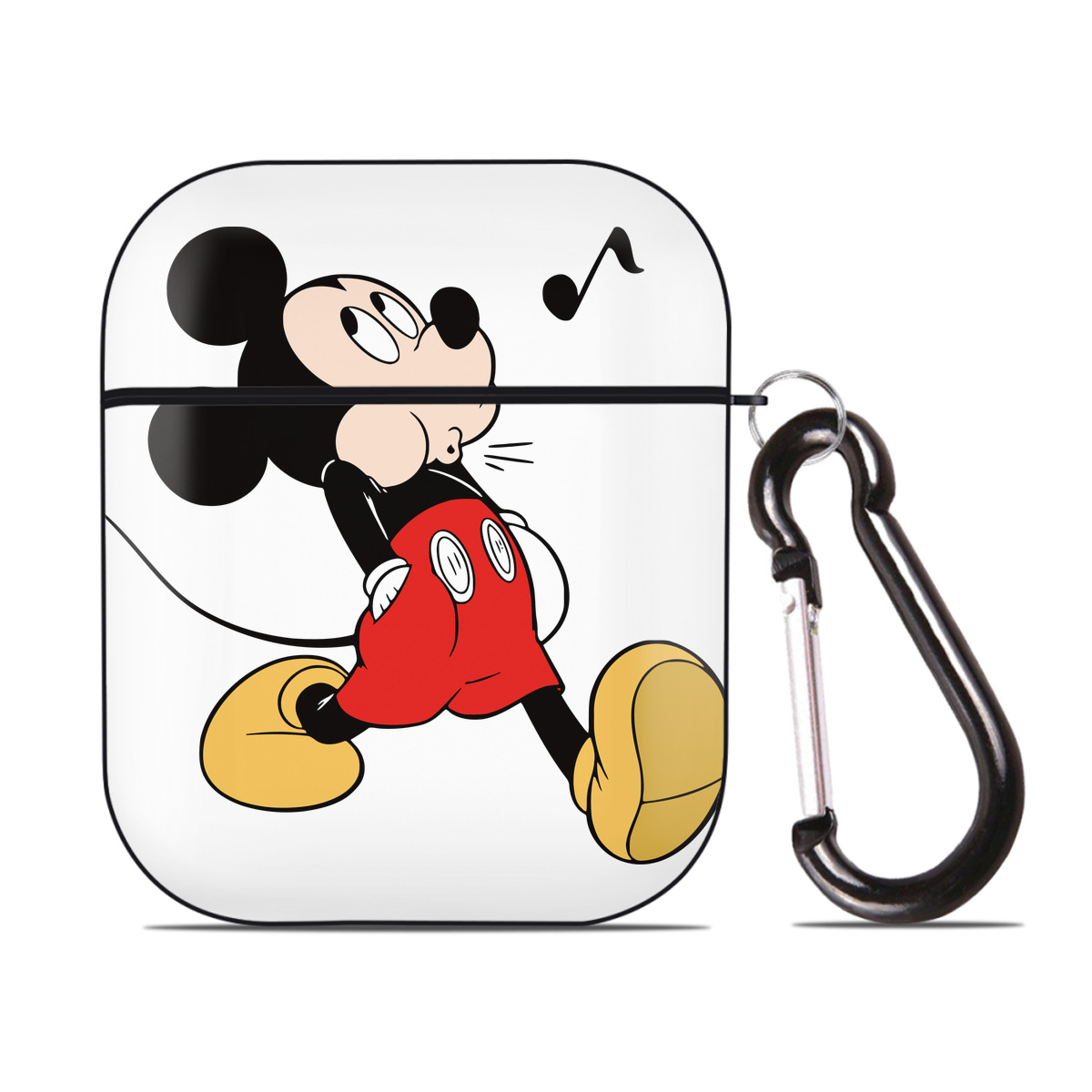 （画像用） ミッキーマウス Mickey Mouse AirPods 第2世代保護ケース ハードシェル ブラック 耐衝撃・防指紋・カラビナ付き