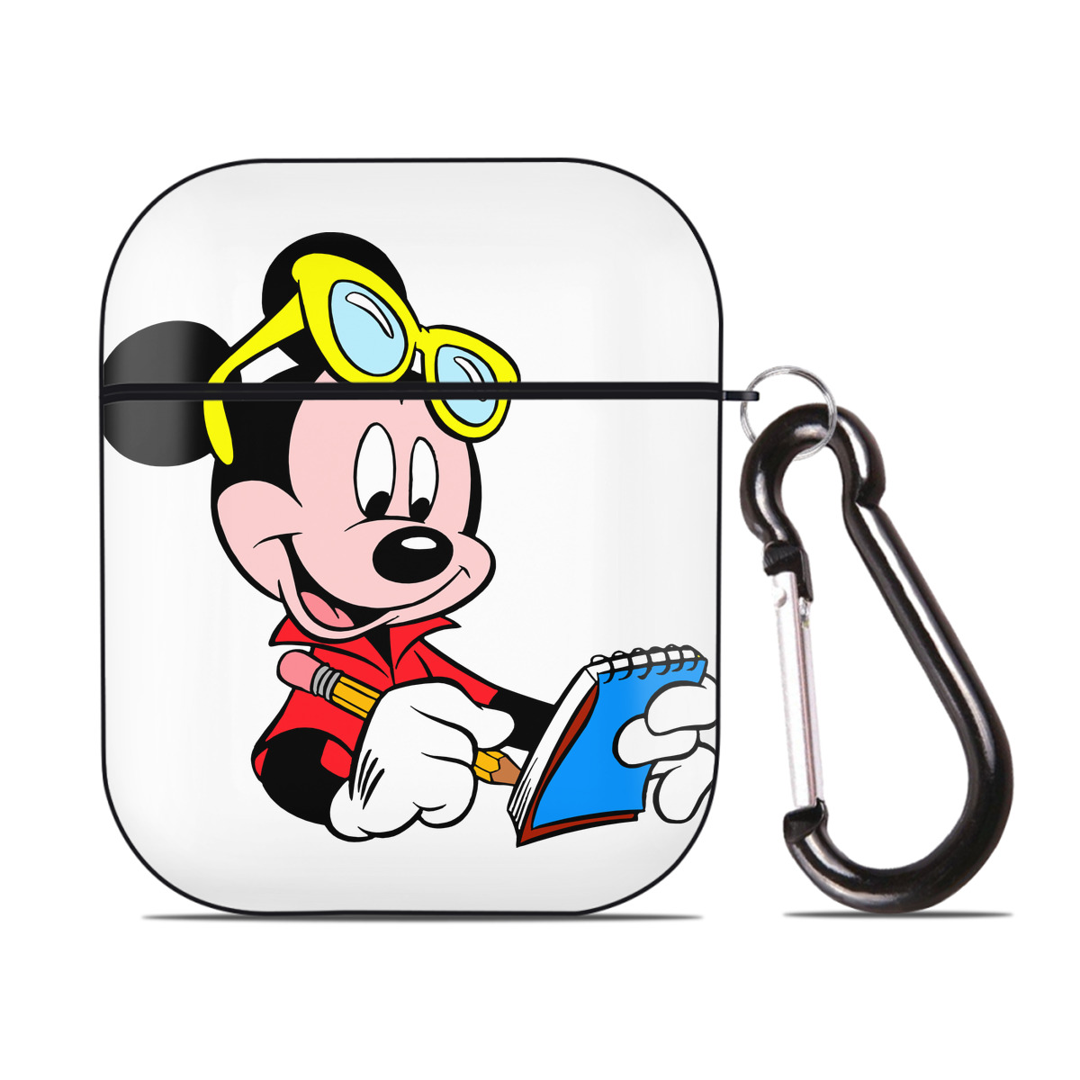 （画像用） ミッキーマウス Mickey Mouse AirPods 第2世代保護ケース ハードシェル ブラック 耐衝撃・防指紋・カラビナ付き