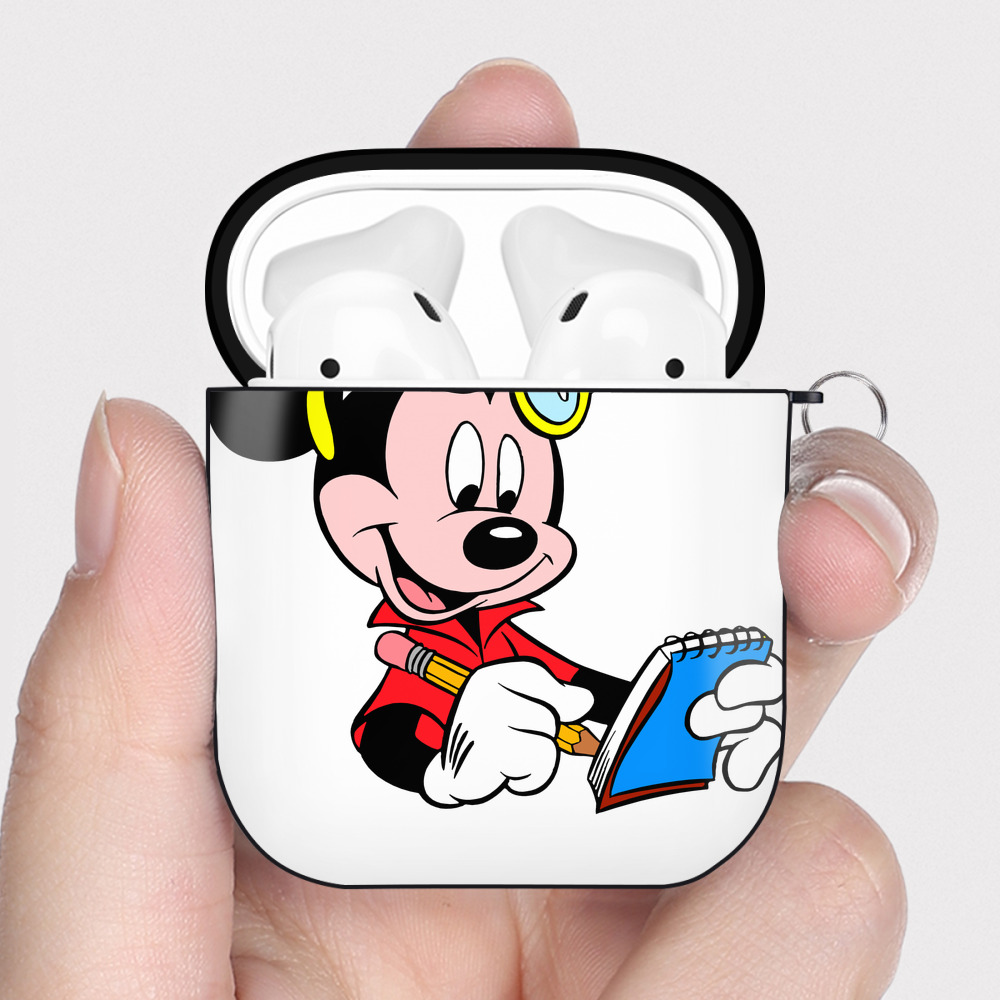 （画像用） ミッキーマウス Mickey Mouse AirPods 第2世代保護ケース ハードシェル ブラック 耐衝撃・防指紋・カラビナ付き