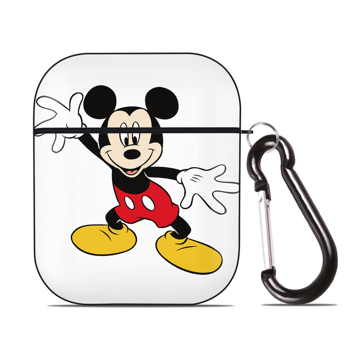 （画像用） ミッキーマウス Mickey Mouse AirPods 第2世代保護ケース ハードシェル ブラック 耐衝撃・防指紋・カラビナ付き