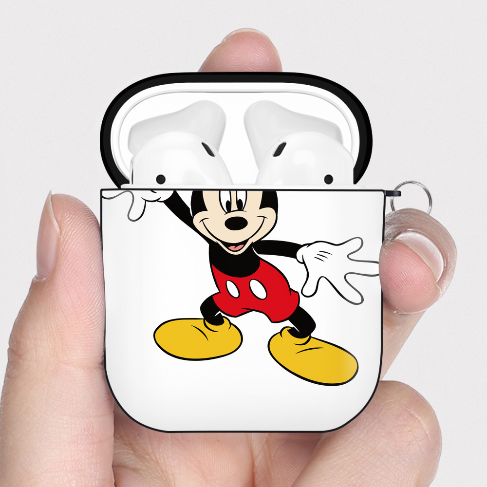 （画像用） ミッキーマウス Mickey Mouse AirPods 第2世代保護ケース ハードシェル ブラック 耐衝撃・防指紋・カラビナ付き
