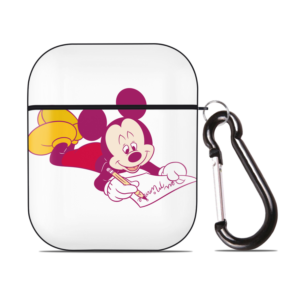 （画像用） ミッキーマウス Mickey Mouse AirPods 第2世代保護ケース ハードシェル ブラック 耐衝撃・防指紋・カラビナ付き
