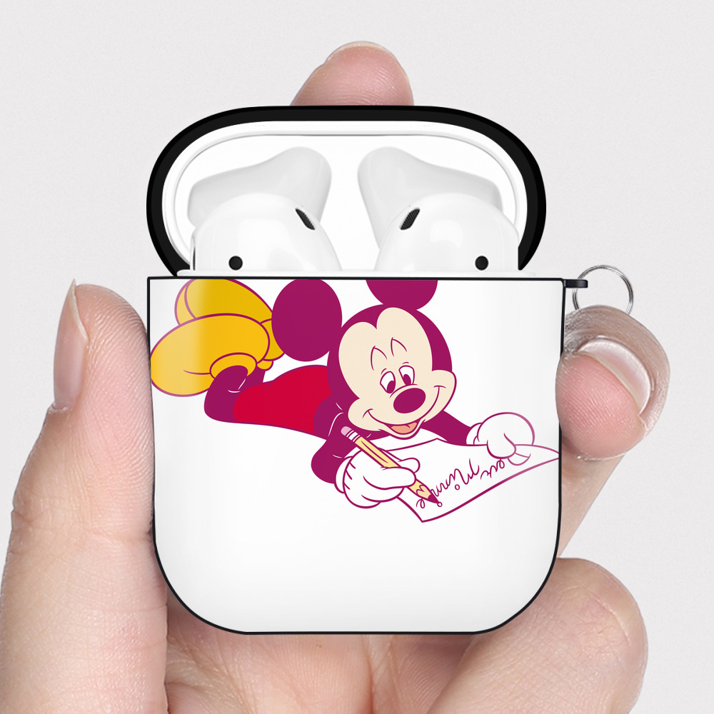 （画像用） ミッキーマウス Mickey Mouse AirPods 第2世代保護ケース ハードシェル ブラック 耐衝撃・防指紋・カラビナ付き