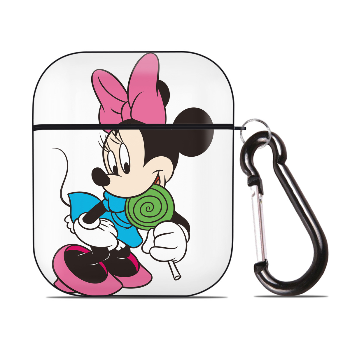 （画像用） ミッキーマウス Mickey Mouse AirPods 第2世代保護ケース ハードシェル ブラック 耐衝撃・防指紋・カラビナ付き