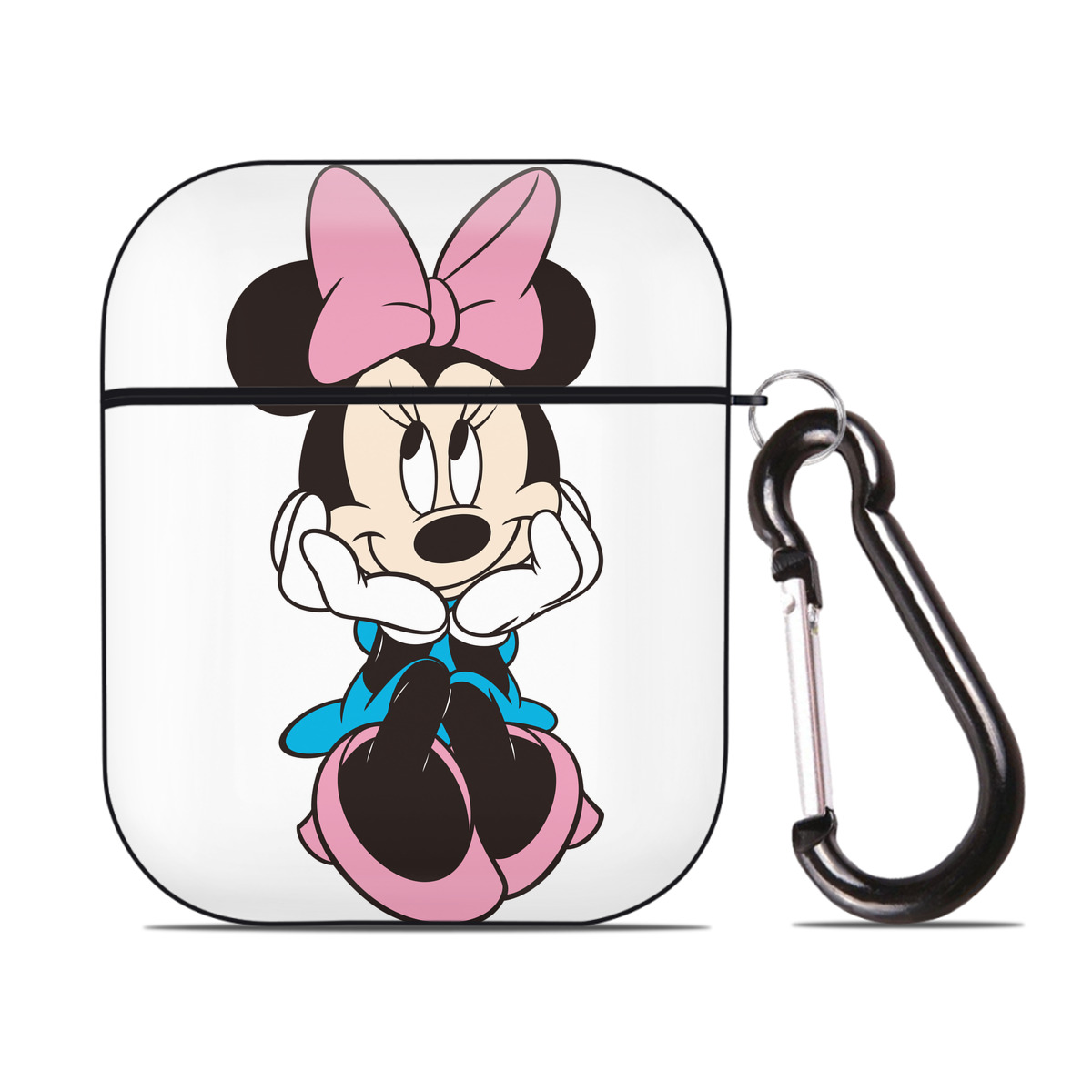 （画像用） ミッキーマウス Mickey Mouse AirPods 第2世代保護ケース ハードシェル ブラック 耐衝撃・防指紋・カラビナ付き