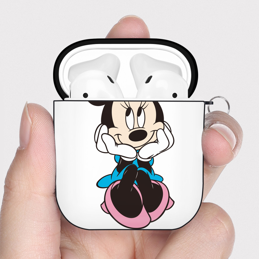 （画像用） ミッキーマウス Mickey Mouse AirPods 第2世代保護ケース ハードシェル ブラック 耐衝撃・防指紋・カラビナ付き
